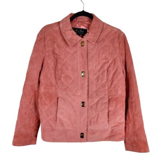 Jerry Lewis Jackets & Blazers - Jerry Lewis 100% Genuine Leathar Jacket Women's Quilted Pink Suede Sz Med